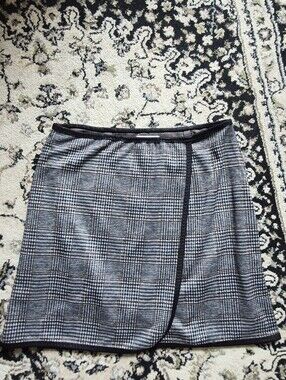 Max Studio Black and Gray Plaid Mini Skirt